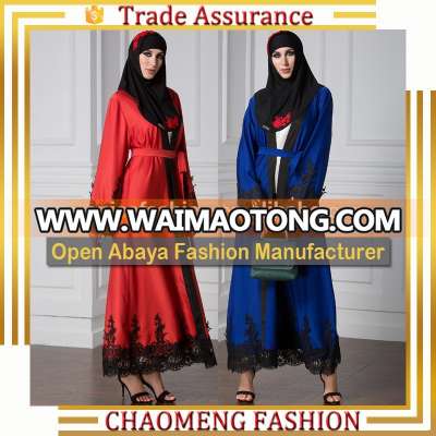 1497# Baju Kurung 2017 Islamic Clothing Muslim Dress Embellished Kaftans Wholesale Dubai Kimono Fashion Front Open Abaya