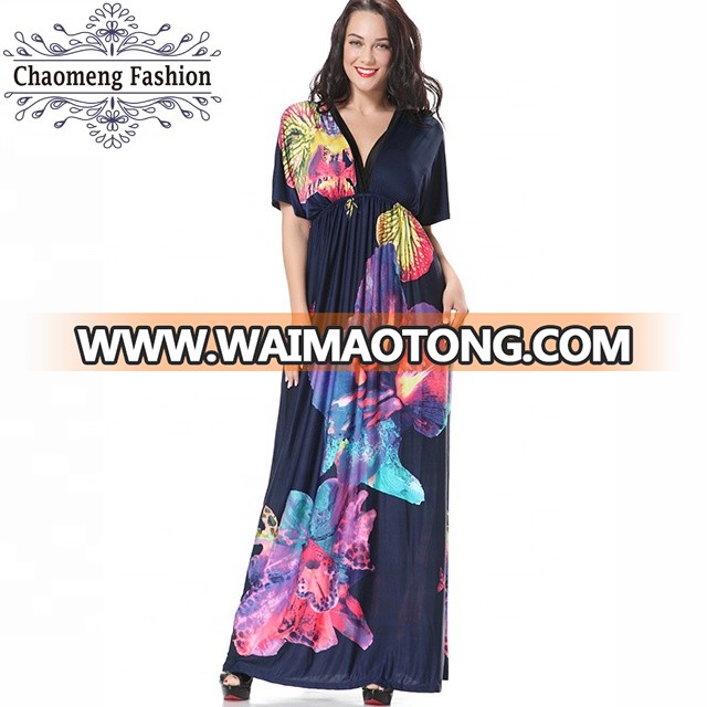 6042# African dresses designs plus size women clothing xxxl sleeveless v-neck crinkle maxi dress